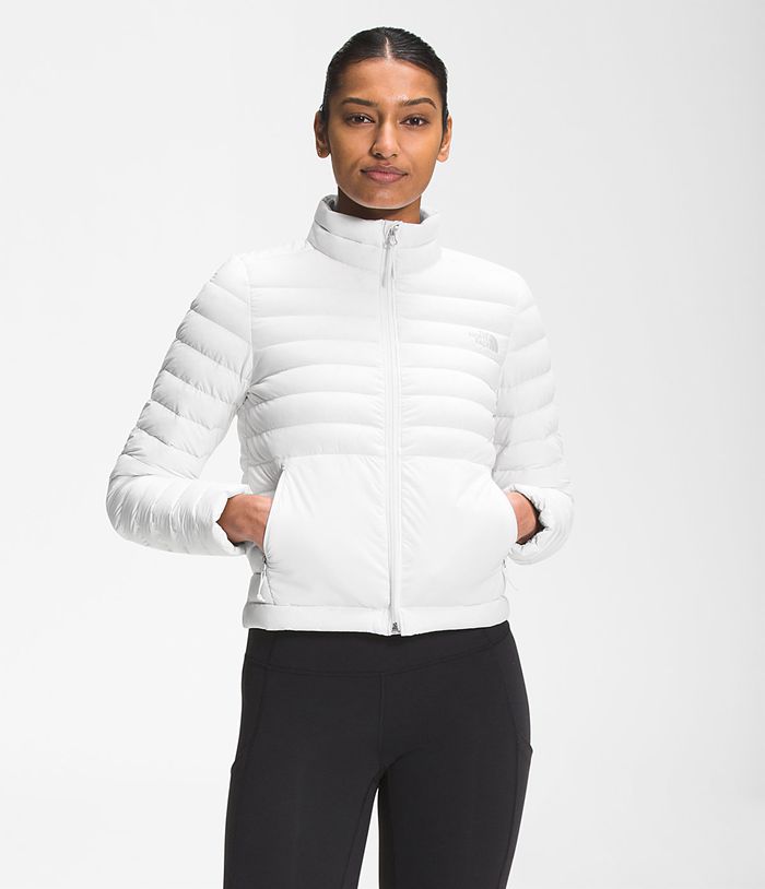 The North Face Womens Puffer Jacket Stretch Seasonal 280QYNJXK - White